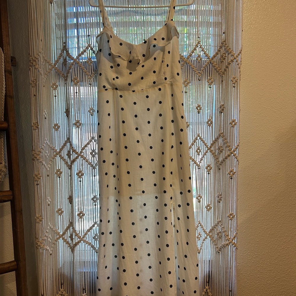 Old Navy White Maxi Dress with Black Polka Dots